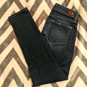 Anthro PAIGE Kylie Crop Distressed Dark Wash Jeans